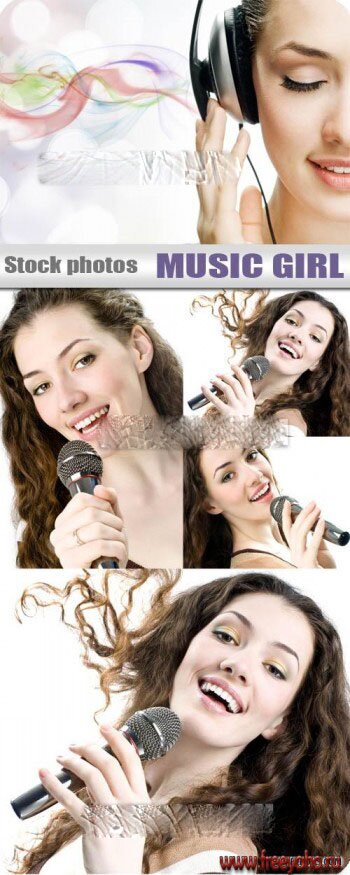    -    | Girl & microphone - music clipart