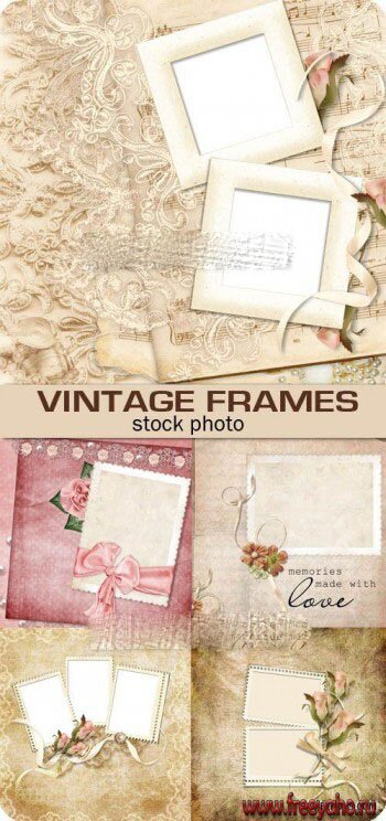 Винтажные цветочные рамки - растровый клипарт | Vintage flower frames