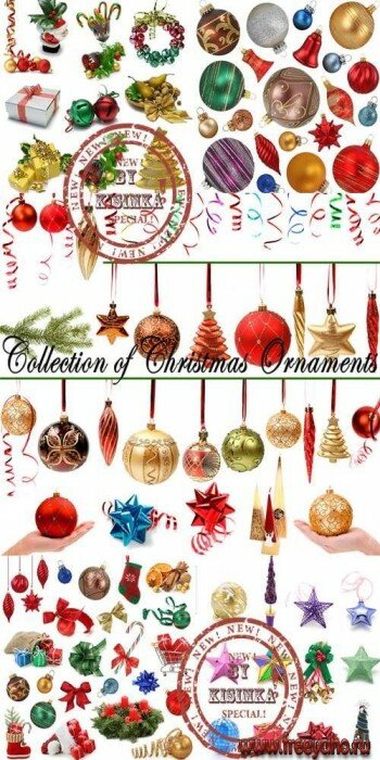 Новогодняя коллекция - объекты на белом фоне | New Year Collection of Christmas Ornaments
