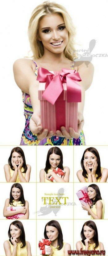    -   | Girls & gift box clipart