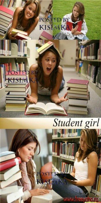-   -  | Student girl and book