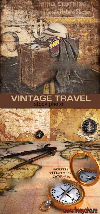  ,     -  | Vintage old map and compass