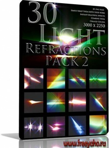 30 световых эффектов на прозрачном фоне | 30 Light Refractions Pack 2 ( PNG )