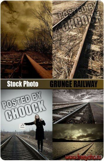      -   | Railroad tracks in grunge style