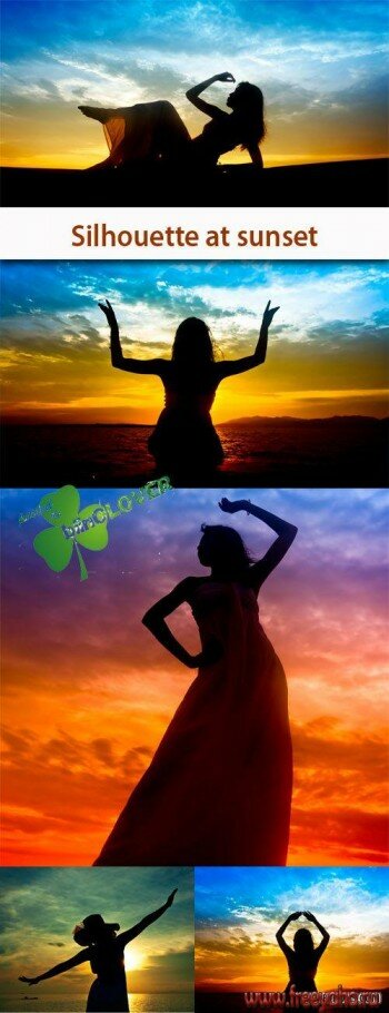     -  | Silhouette woman at sunset