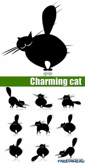        | Charming black cat vector