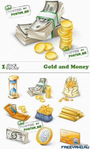  -  3D     | Gold & Money vector icons