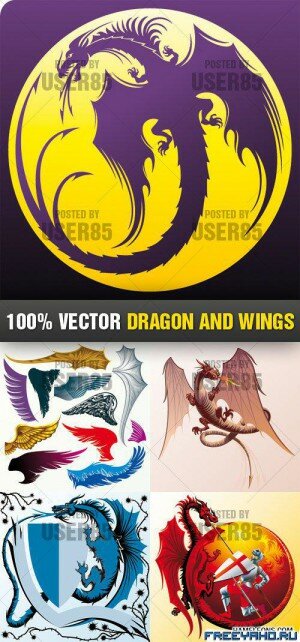   | Stock Vector - Dragon and Wings