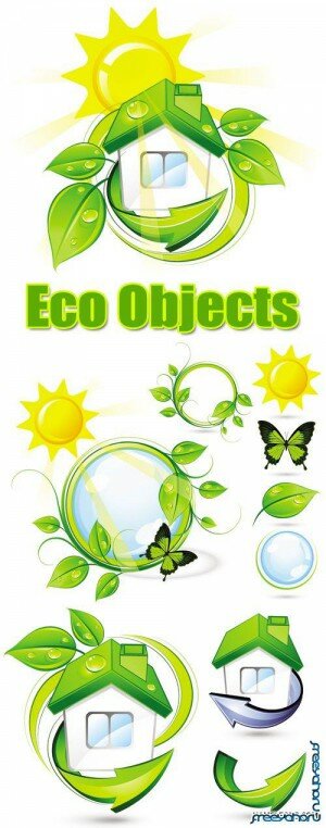        | Vector Eco Symbols & green leaves