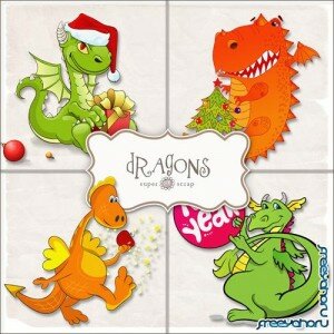 Scrap-kit - Dragons Illustrations #3
