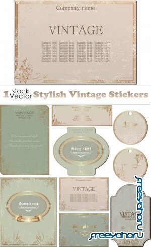 Stylish Vintage Stickers Vector