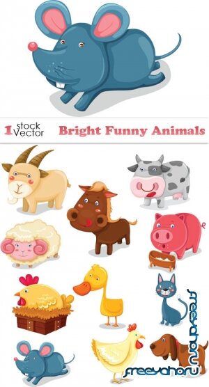 Bright Funny Animals Vector