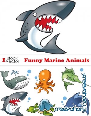 Funny Marine Animals Vector