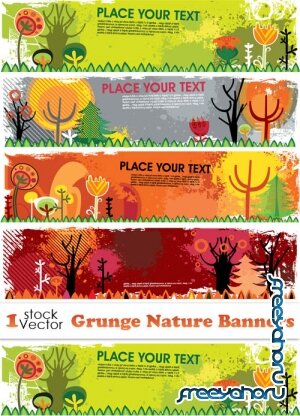 Grunge Nature Banners Vector