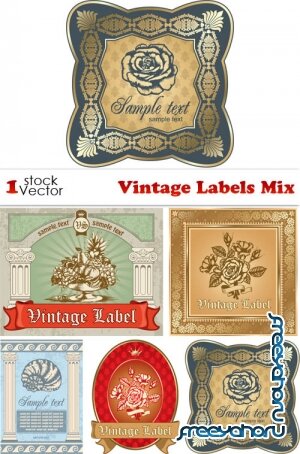 Vintage Labels Mix Vector