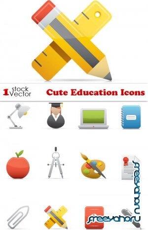 Cute Education Icons Vector