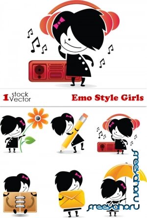 Emo Style Girls Vector