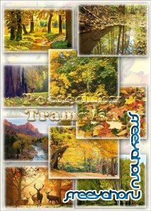 Клипарт – Осенние пейзажи - Кроет уж лист золотой влажную землю в лесу