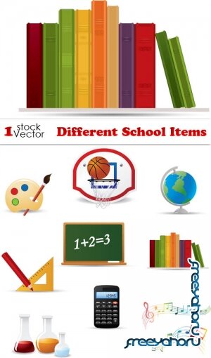 Different School Items Vector