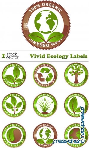 Vivid Ecology Labels Vector