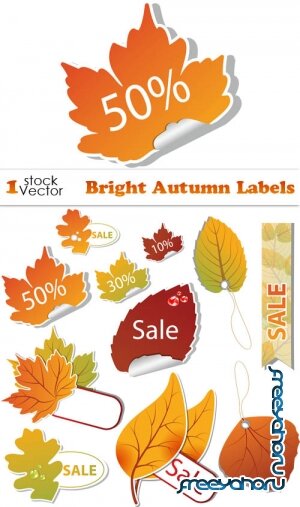 Bright Autumn Labels Vector