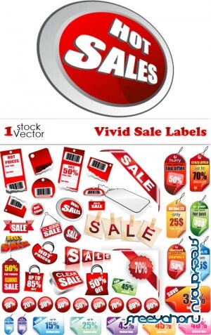 Vivid Sale Labels Vector
