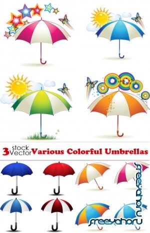 Vectors - Various Colorful Umbrellas