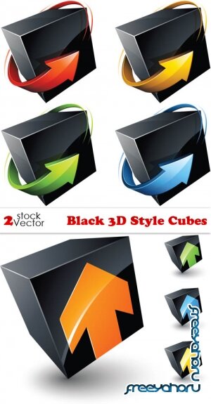 Vectors - Black 3D Style Cubes