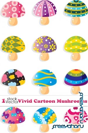 Vectors - Vivid Cartoon Mushrooms