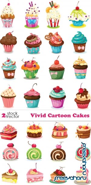 Vectors - Vivid Cartoon Cakes