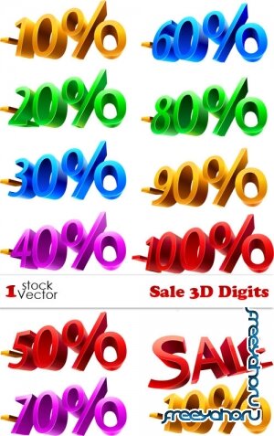Vectors - Sale 3D Digits