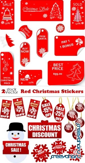 Vectors - Red Christmas Stickers