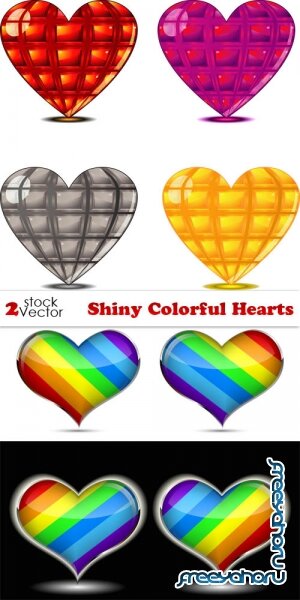 Vectors - Shiny Colorful Hearts