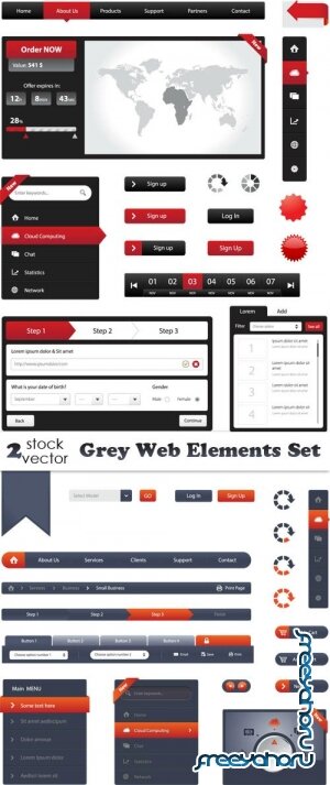   - Grey Web Elements Set