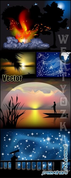   / Night landscape - vector clipart