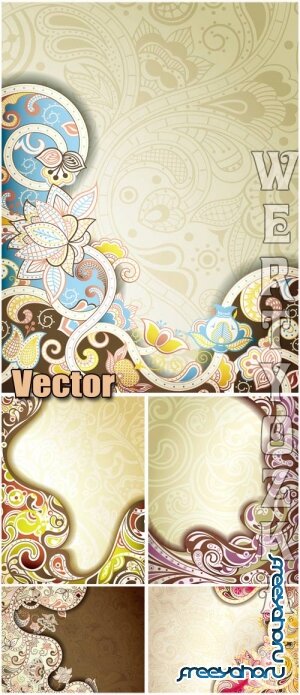    ,  / Backgrounds with colorful ornaments, flowers - vector clipart