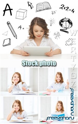    / Girl with the book - Raster clipart
