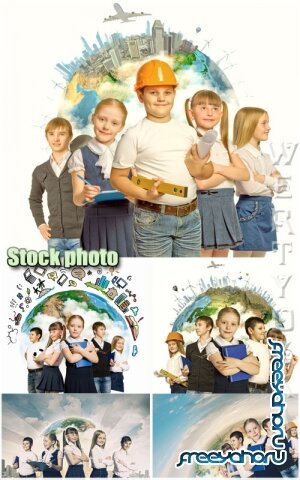     / Children and choice of profession - Raster clipart