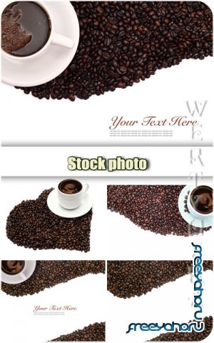 ,     / Coffee heart from coffee beans - Raster clipart