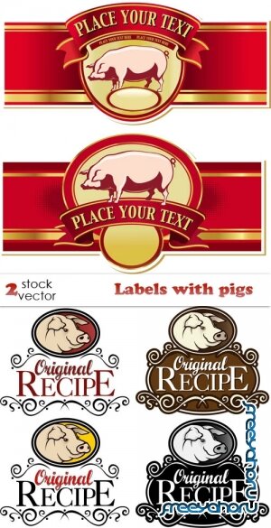 Векторный клипарт - Labels with pigs
