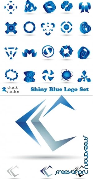 Векторный клипарт - Shiny Blue Logo Set