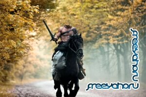  PSD шаблон для мужчин - Мужественный воин на коне 