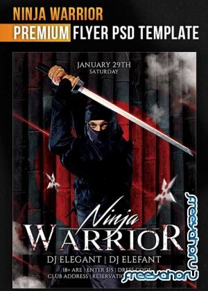 Ninja Warrior Flyer PSD Template + Facebook Cover