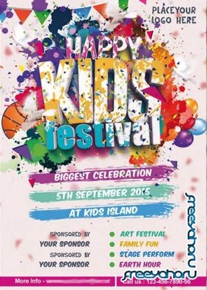 Kids Festival Premium Flyer Template + Facebook Cover