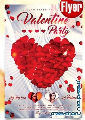Valentines Day Party V3 Flyer PSD Template + Facebook Cover