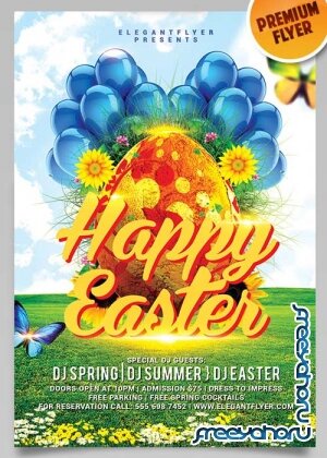 Happy Easter Flyer V2 PSD Template + Facebook Cover