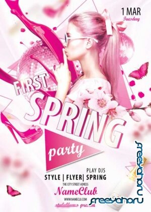 First Spring V2 Party PSD Premium Flyer Template + Facebook cover
