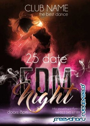 EDM Night PREMIUM Flyer PSD Template + Facebook Cover