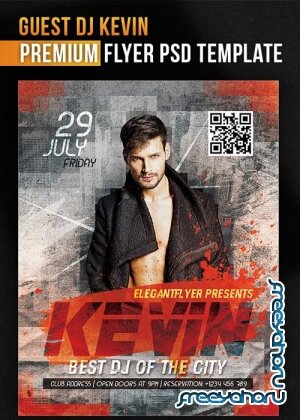 Guest Dj Kevin Flyer PSD Template + Facebook Cover