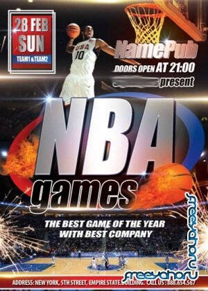 NBA Games PSD Premium Flyer Template + Facebook Cover